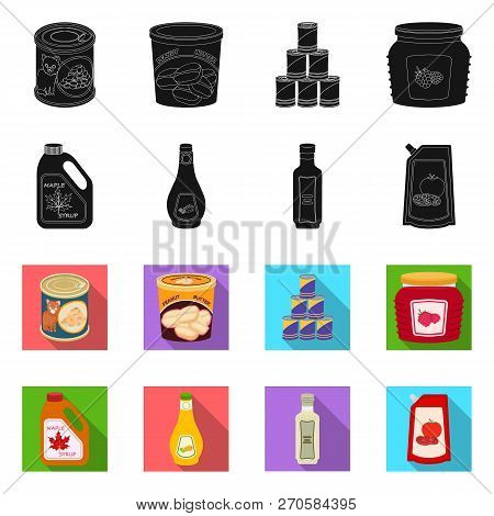 Vector Illustration Of Can And Food Logo. Set Of Can And Package Stock Vector Illustration.