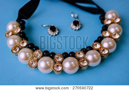 Beautiful Expensive Precious Shiny Jewelry Fashionable Glamorous Jewelry, Necklace And Earrings With