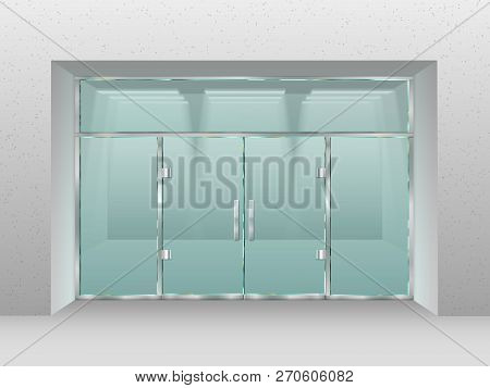 Glass Store Facade. Shopfront Window, Retail Shop Or Modern Business Office Vector Illustration