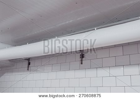 Flexible Fabric Or Pvc Like Ductsox Ductwork Installed In The Clean Facility. Milk Processing Plant.