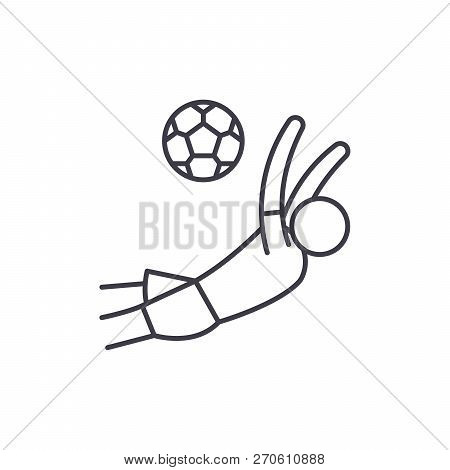 Score A Goal In Football Line Icon Concept. Score A Goal In Football Vector Linear Illustration, Sym