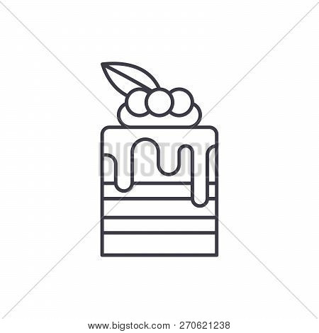 Tiramisu Line Icon Concept. Tiramisu Vector Linear Illustration, Symbol, Sign