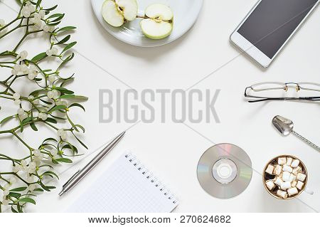 Coffee Break In The Workplace With Phone And Acsessories