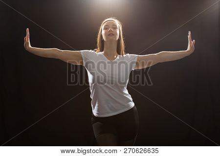 Hip-hop, Jazz-funk, Tecktonik, Waacking, Trance And Street Dances Concept - Young Woman Dancing Jazz