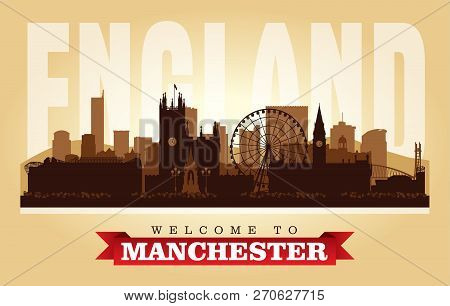 Manchester United Kingdom City Skyline Vector Silhouette