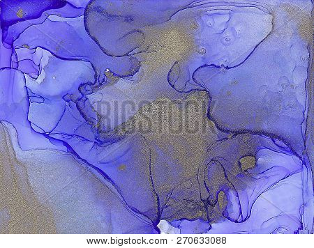 Alcohol Ink Sea Texture. Fluid Ink Abstract Background. Art For Design
