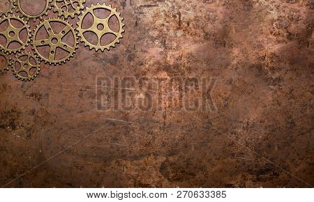 Gears Background Copper Brass Nostalgic Rustic Clockwork Tooth
