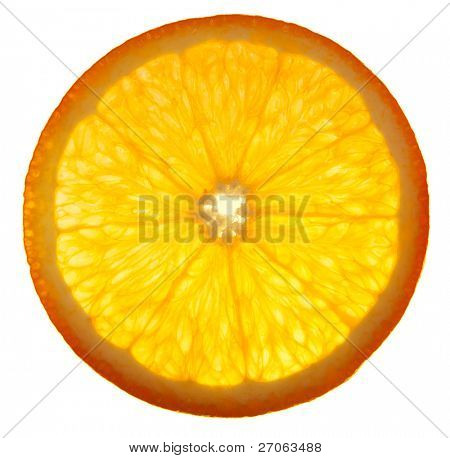 fatia de laranja isolada no fundo branco
