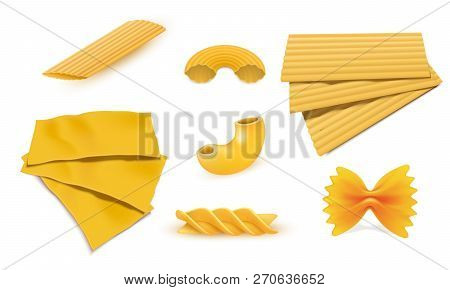 Macaroni Pasta Icon Set. Realistic Set Of Macaroni Pasta Vector Icons For Web Design Isolated On Whi