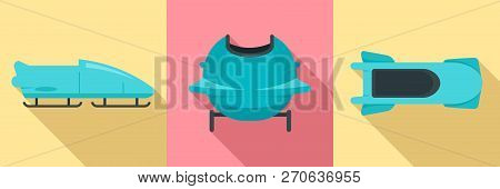 Bobsleigh Icon Set. Flat Set Of Bobsleigh Vector Icons For Web Design