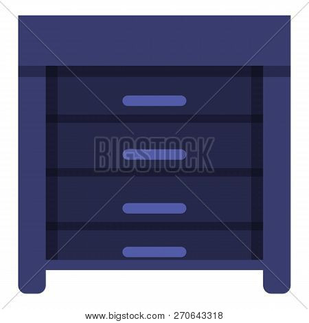 Blue Nightstand Icon. Cartoon Of Blue Nightstand Vector Icon For Web Design Isolated On White Backgr