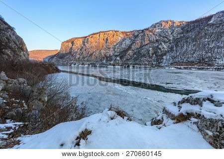 Danube Gorges In Winter, Ciucaru Mountains, Romania