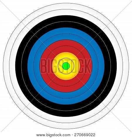 Archery Target, Vector Illustration, Bullseye In Green