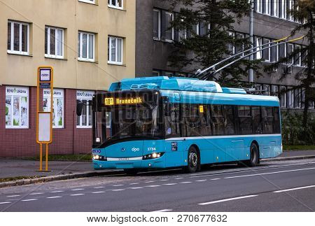 Ostrava, Czech Republic - November 14, 2018: Czech Skoda 26tr Patrial Trolleybus In Ostrava Which Is