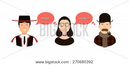 International Communication Translation Concept Illustration. Tourists Or Businessmen Or Politicians