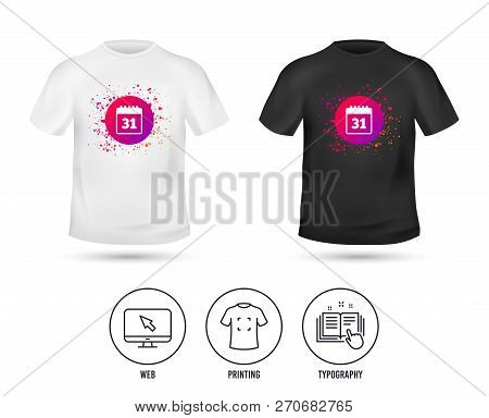T-shirt Mock Up Template. Calendar Sign Icon. Date Or Event Reminder Symbol. Realistic Shirt Mockup 