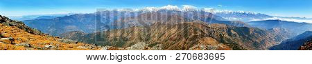 Panoramic View Of Himalaya Range From Pikey Peak - Trekking Trail From Jiri Bazar To Lukla And Evere