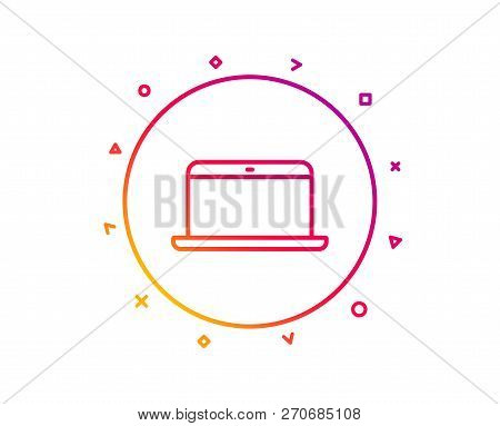 Laptop Computer Icon. Notebook Sign. Portable Personal Computer Symbol. Gradient Pattern Line Button