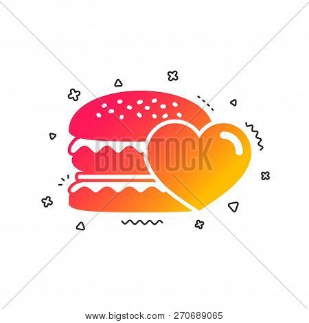 Hamburger Icon. Burger Food Symbol. Cheeseburger Sandwich Sign. Colorful Geometric Shapes. Gradient 