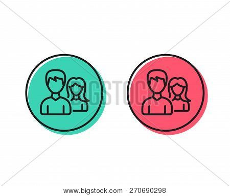 Group Line Icon. Users Or Teamwork Sign. Male And Female Person Silhouette Symbol. Positive And Nega