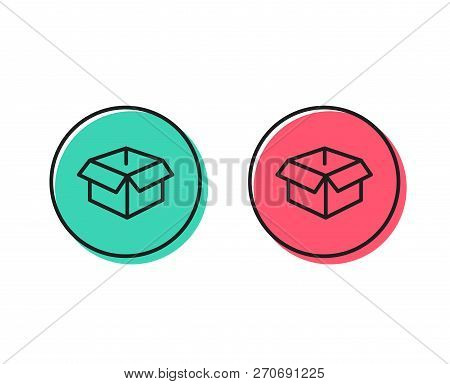 Opened Box Line Icon. Logistics Delivery Sign. Parcels Tracking Symbol. Positive And Negative Circle