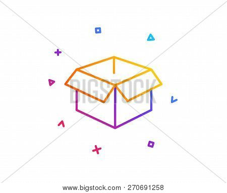 Opened Box Line Icon. Logistics Delivery Sign. Parcels Tracking Symbol. Gradient Line Button. Opened