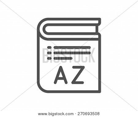 Vocabulary Line Icon. Book Glossary Sign. Quality Design Flat App Element. Editable Stroke Vocabular