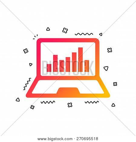 Laptop Sign Icon. Notebook Pc With Graph Symbol. Monitoring. Colorful Geometric Shapes. Gradient Lap