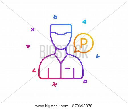 Valet Servant Line Icon. Parking Person Sign. Transport Park Service Symbol. Gradient Line Button. V