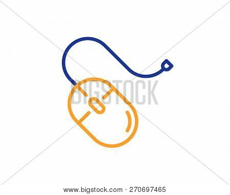 Mouse Line Icon. Computer Component Device Sign. Colorful Outline Concept. Blue And Orange Thin Line