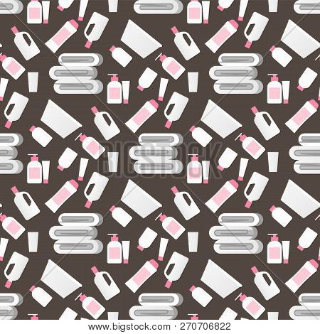 Illustration Pattern Concept Cosmetic Toiletries. Vector Cartoon Seamless Image Set Silhouette Toile