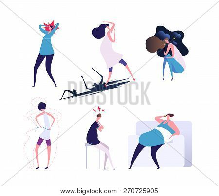 Mental Disorders. Depressed And Stress People. Persons With Anxiety, Hysteria And Psychiatric Proble