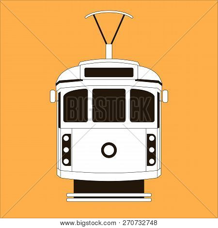 Vintage Tram  ,vector Illustration , Flat Style , Front View