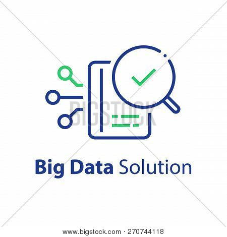 Big Data Capturing, Storage And Analysis, Technology Solution Concept, Vector Line Icon, Linear Illu