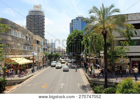 Tel Aviv, Israel - May 6, 2011: Dizengoff Street Is One Of The Main Streets Of The City.