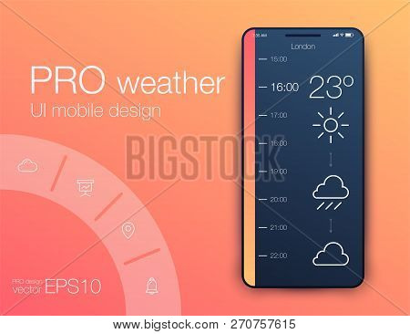 Weather Forecast App Ux Ui Design. Stock Vector