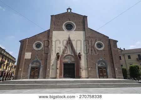 Saluzzo, Cuneo, Piedmont, Italy: Facade Of The Historic Cathedral (duomo)