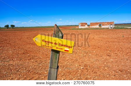 Camino de santiago Levante sign Saint James Way GR-239 Castile La Mancha