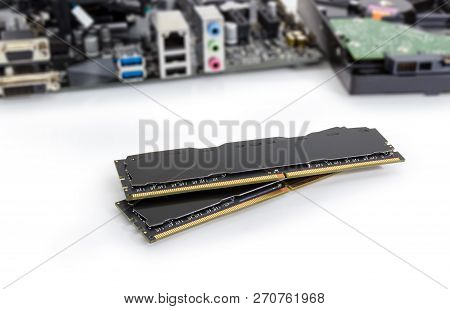 Two Ddr4 Sdram Memory Modules Used In The Desktop Computers, Workstations And Servers At Selective F