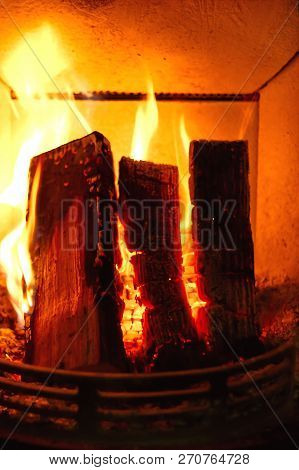 Burning Fire In The Oven