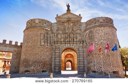 Toledo Puerta de bisagra in Castile La Mancha of Spain