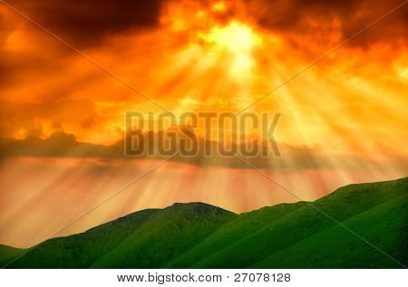 Mountain solnedgang