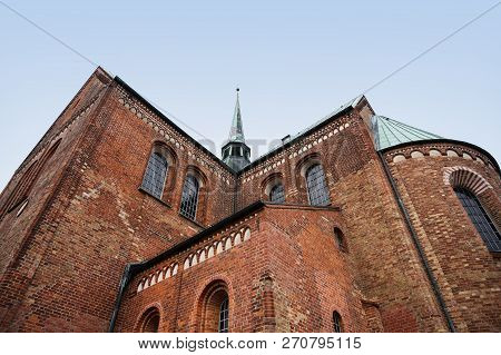 Ratzeburg Dom, Backside Of The Cathedral With The Ridge Turret In Typical Brick Architecture In Nort