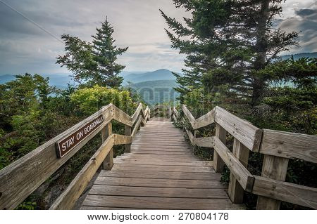 Rough Ridge Overlook Viewing Area Off Blue Ridge Parkway Scenery