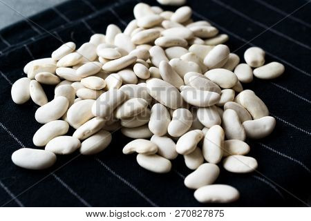 Canellini Navy White Beans On Black Cloth
