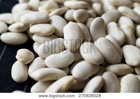 Canellini Navy White Beans On Black Cloth