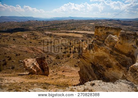 Beautiful Landscape In Sunny Autumn Weather. Cappadocia, Turkey