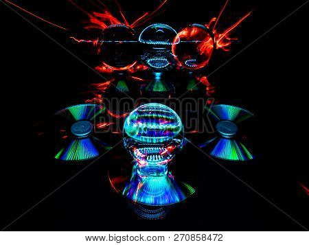 A Long Exposure Light Painting Image Creates A Lensball Echo.