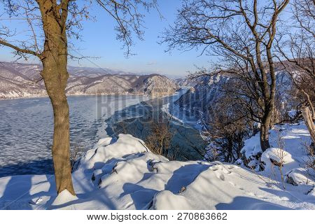 Landscape In The Danube Gorges. Cazanele Mari Seen From The Romanian Side