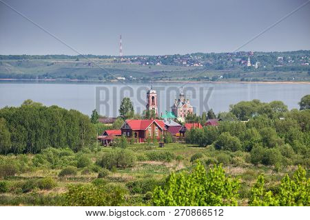Aerial View Of Church Of The Forty Sebastian Martyrs On Shore Of Lake Pleshcheyevo, Pereslavl-zaless